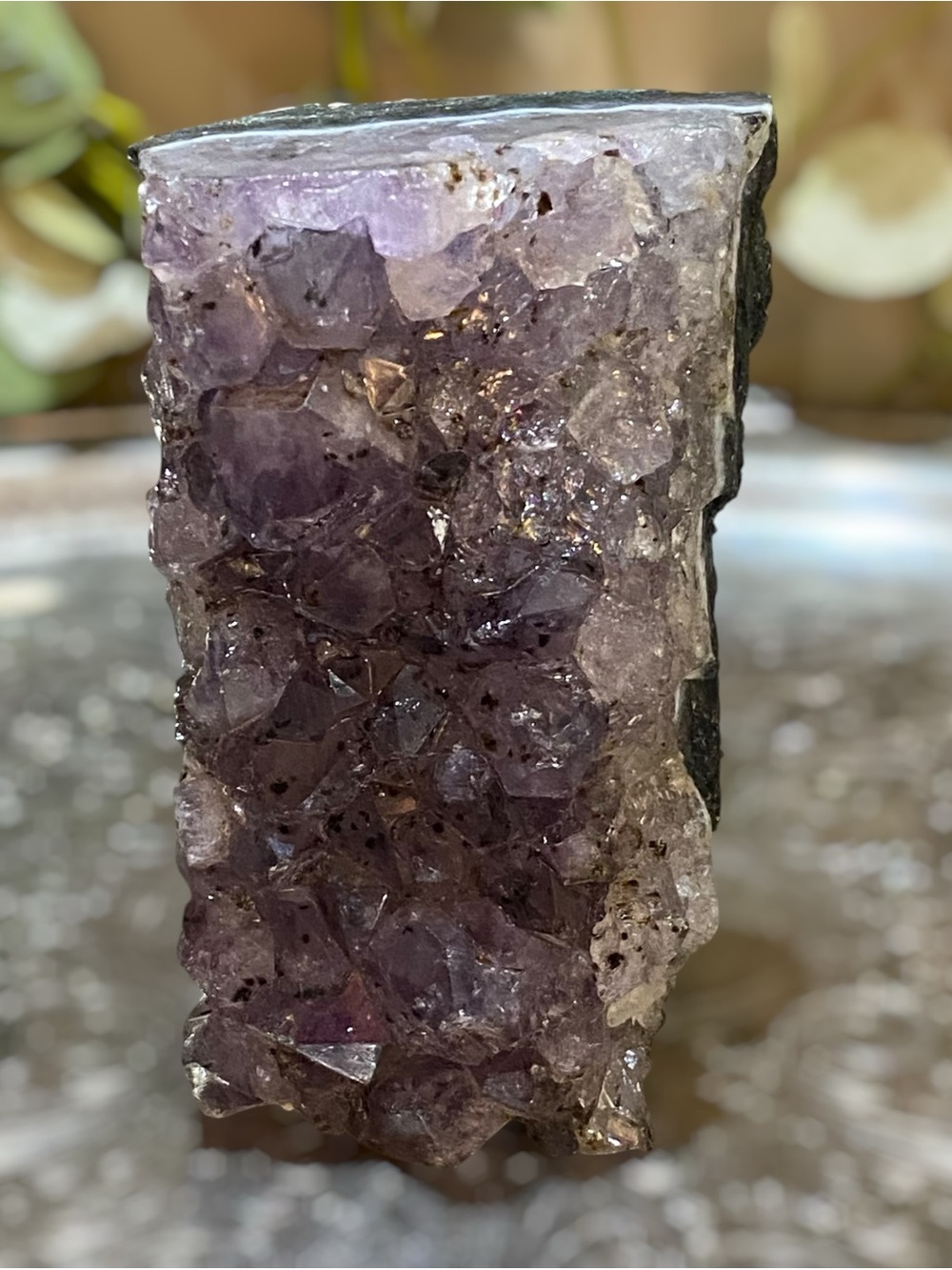 Vintage Amethyst Crystal Geode 4.5”h Stand Up